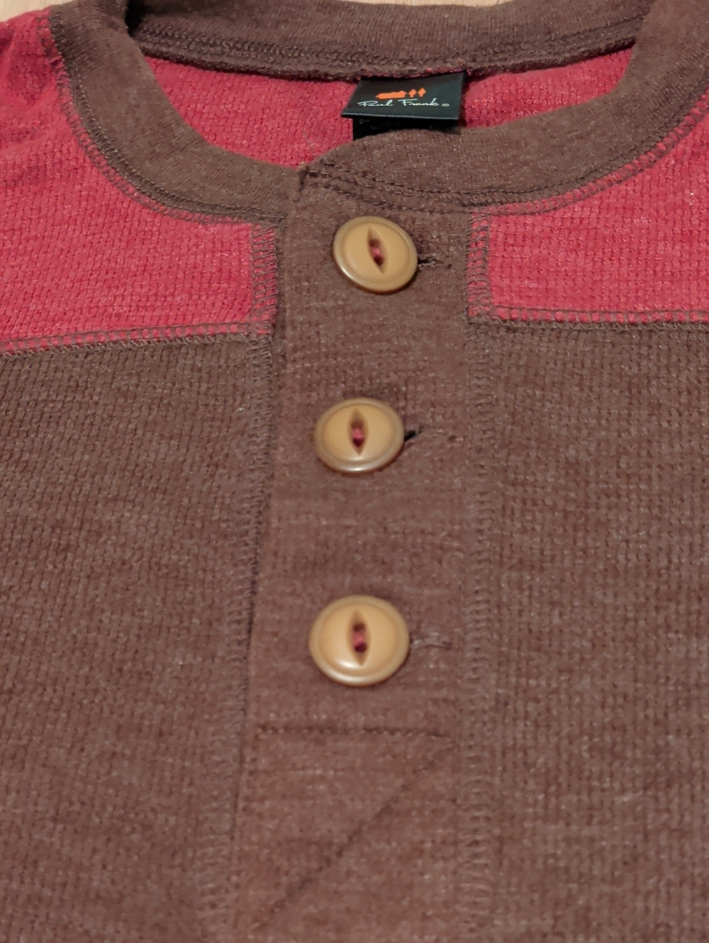 Paul Frank Brown and Brick Red Crewneck Long Sleeve Tee Size S